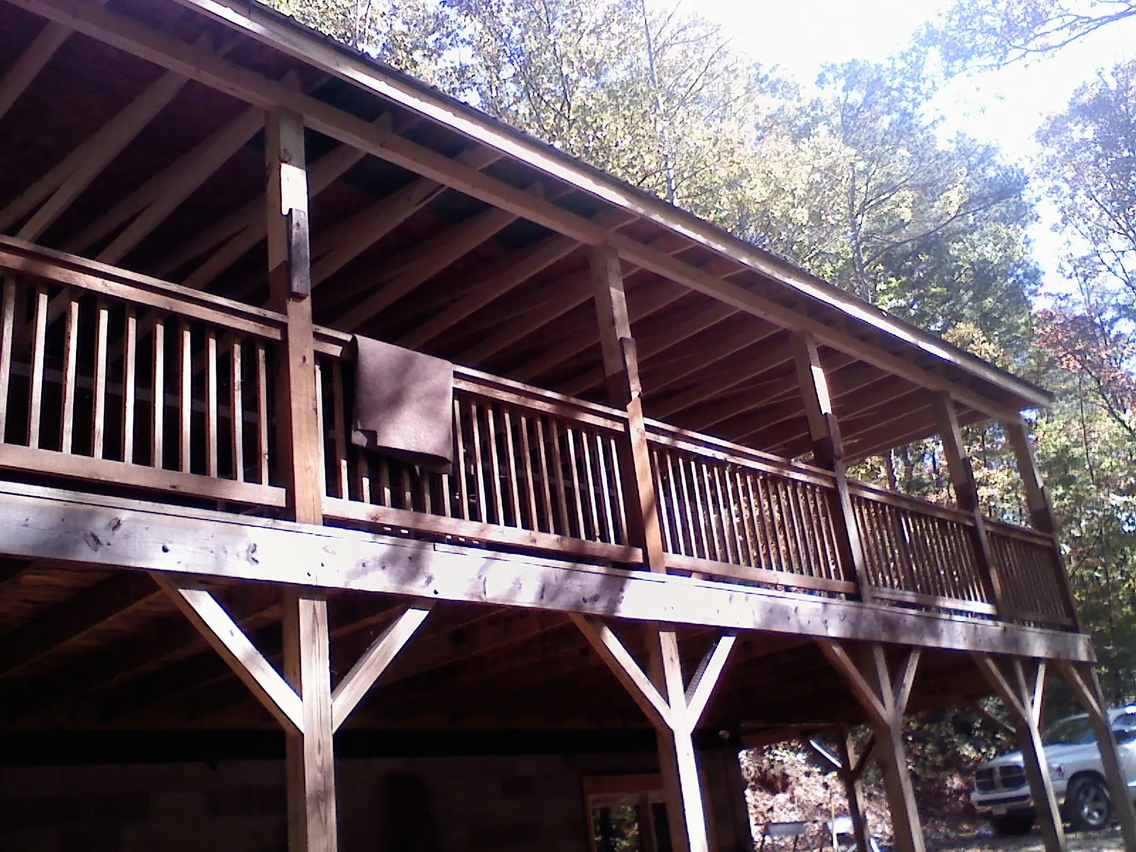 Timber framing under a new elevated porch and deck — Roof Leak Repair in Hatboro by Roofing Brothers